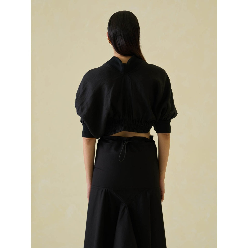 No Grey Area Black Cropped Directional Bomber