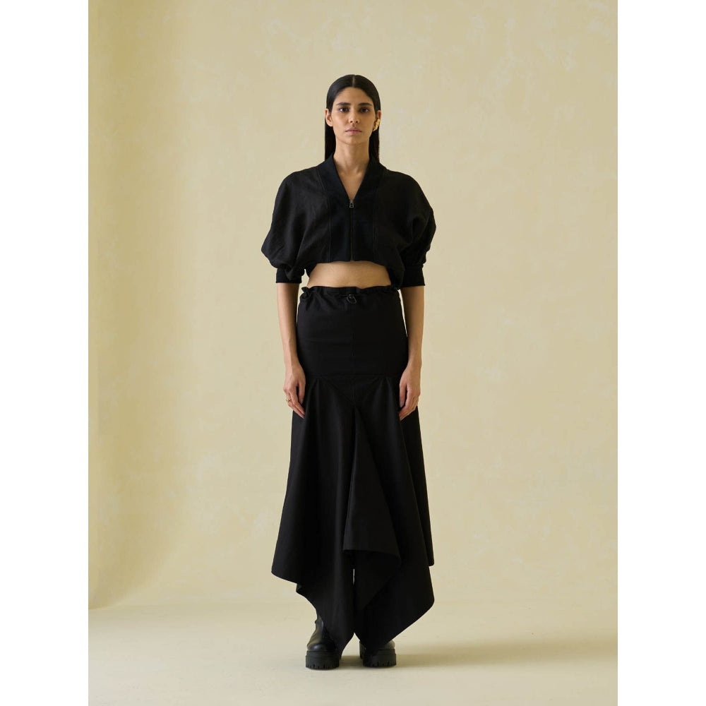 No Grey Area Black Cropped Directional Bomber