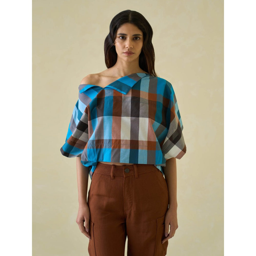 No Grey Area Multi-Color Madras Off Shoulder Top