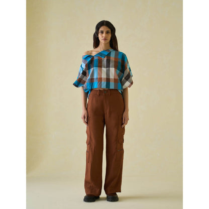 No Grey Area Multi-Color Madras Off Shoulder Top