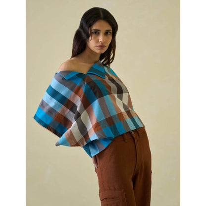 No Grey Area Multi-Color Madras Off Shoulder Top