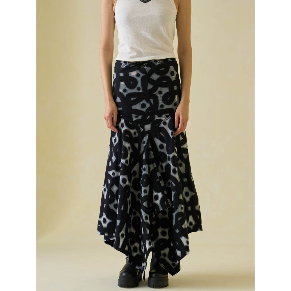 No Grey Area Kolam Jaquard Technical Skirt