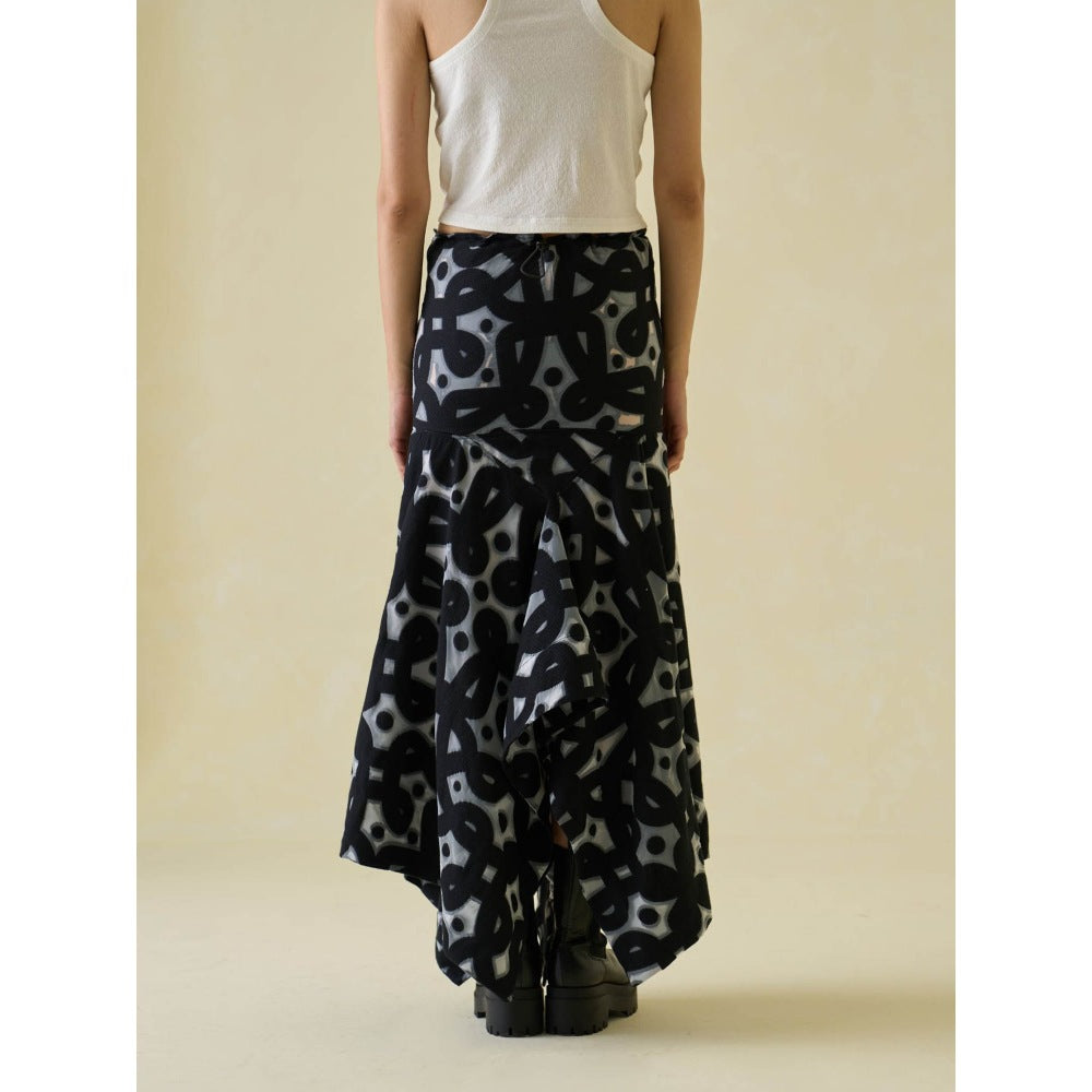 No Grey Area Kolam Jaquard Technical Skirt