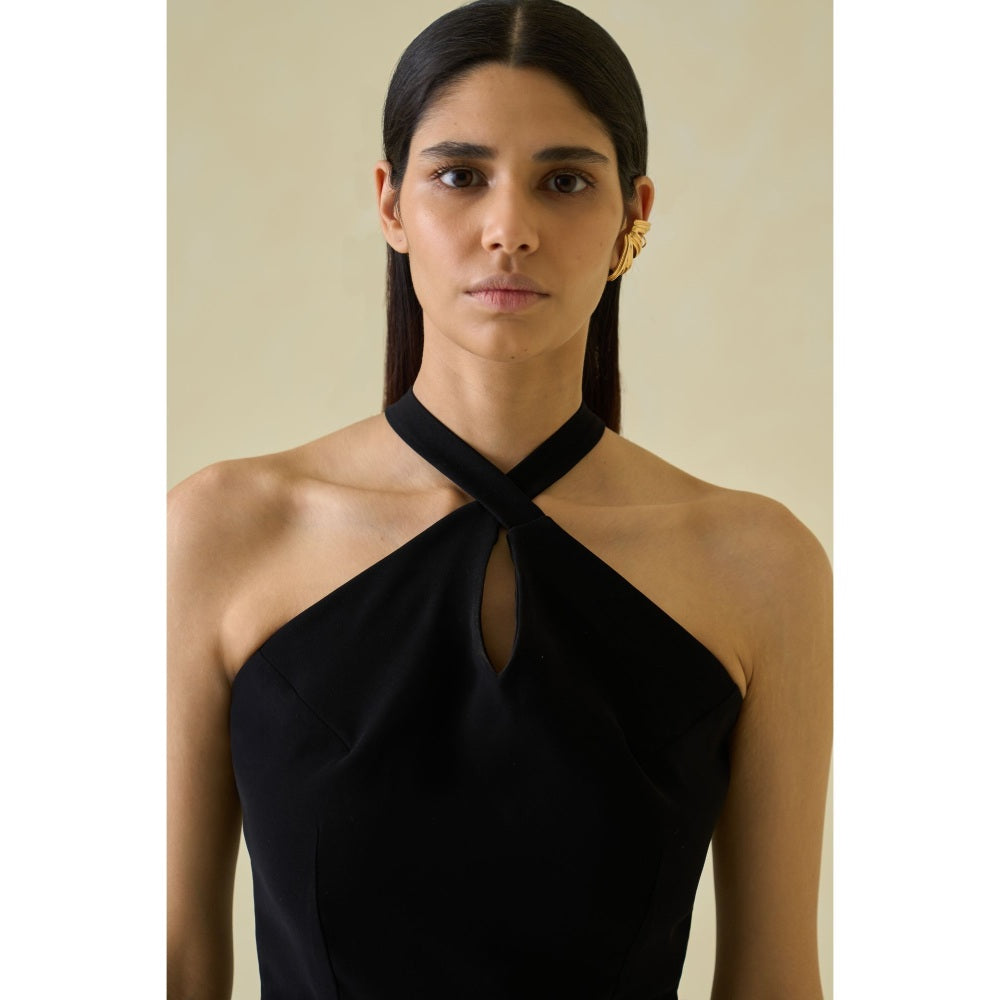 No Grey Area Black Cross back Bollywood Jumpsuit