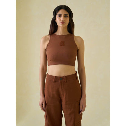 No Grey Area Brown Kolam Cropped Tank Top