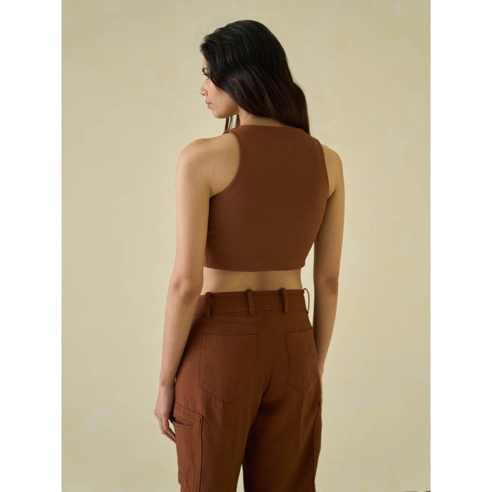No Grey Area Brown Kolam Cropped Tank Top