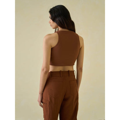 No Grey Area Brown Kolam Cropped Tank Top