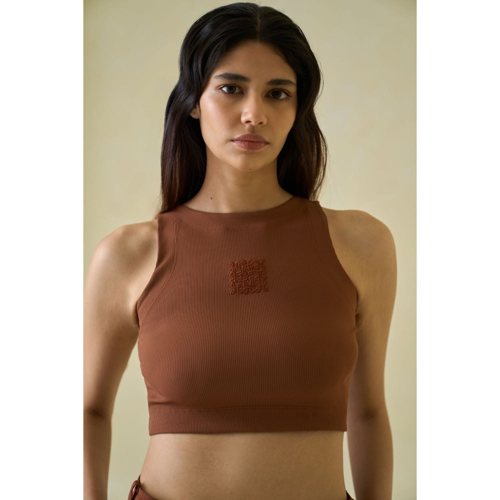 No Grey Area Brown Kolam Cropped Tank Top