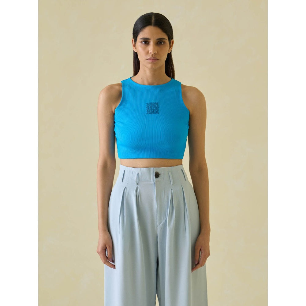No Grey Area Blue Kolam Cropped Tank Top
