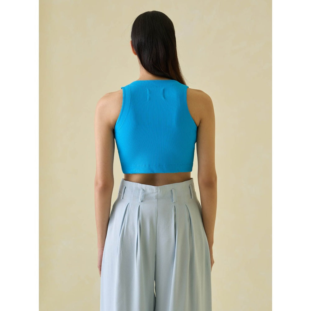 No Grey Area Blue Kolam Cropped Tank Top