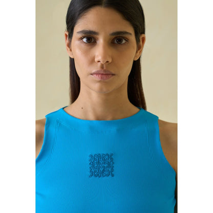 No Grey Area Blue Kolam Cropped Tank Top
