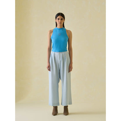 No Grey Area Blue Kolam Embroidered Tank Top