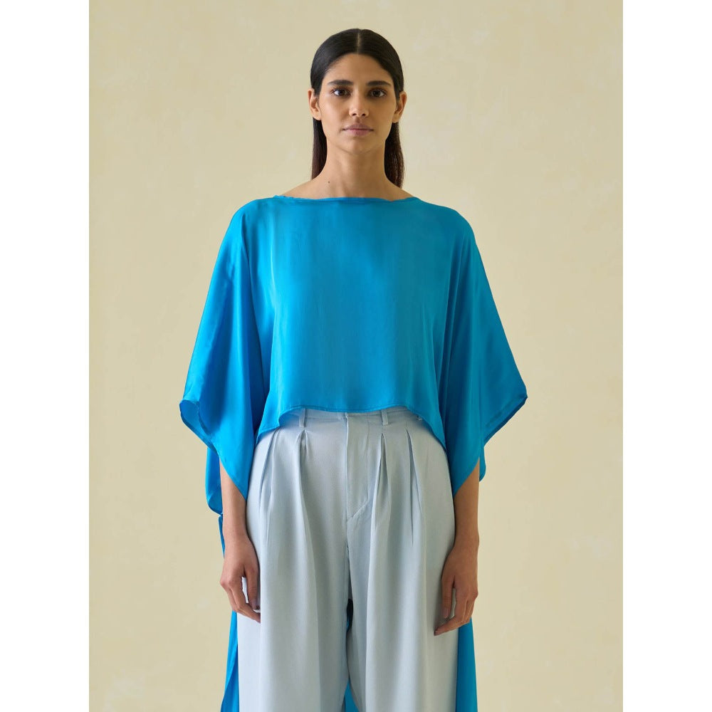 No Grey Area Blue High Low Kaftan Top