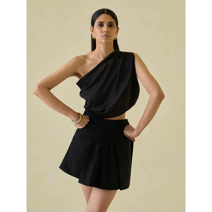 No Grey Area One-Shoulder Sari and Tennis Co-ord (Set of 3)