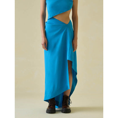 No Grey Area One-Shoulder Sari and Sari Draped Co-ord Set (Set of 2)