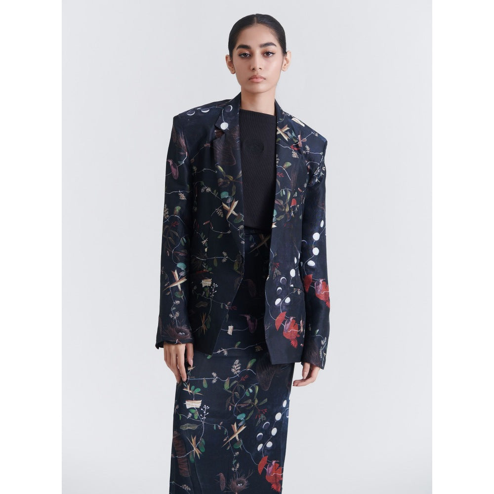 No Grey Area Navy Blue Maalai Suiting Blazer