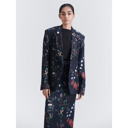 No Grey Area Navy Blue Maalai Suiting Blazer