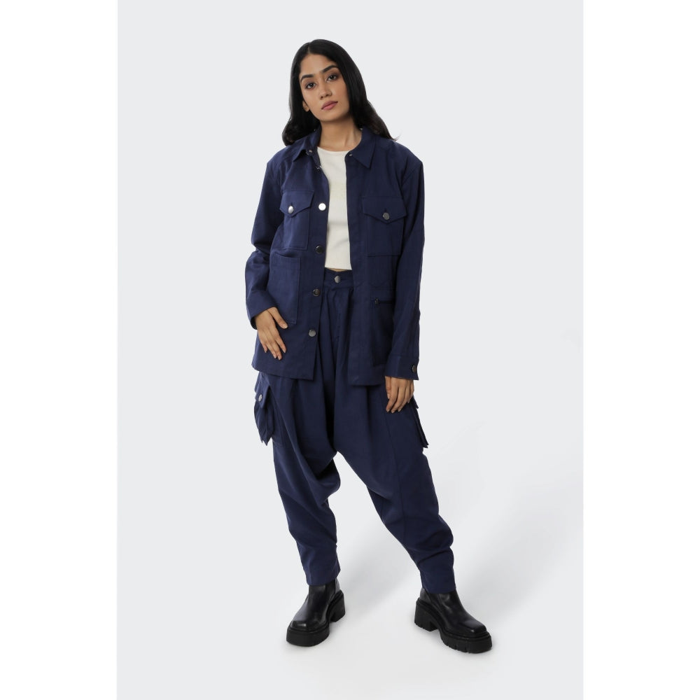 No Grey Area Navy Blue Military Jacket