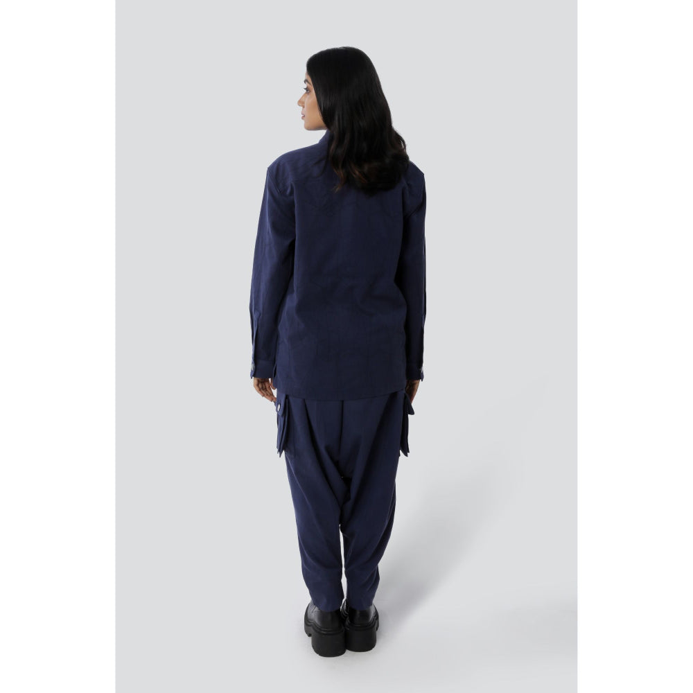 No Grey Area Navy Blue Military Jacket