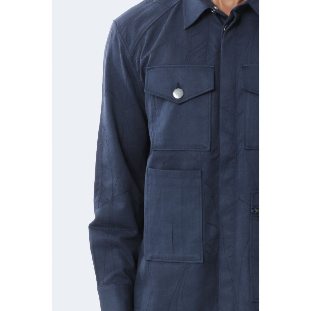 No Grey Area Navy Blue Military Jacket
