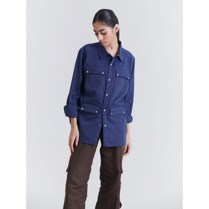 No Grey Area Blue Military Workwear Shirt