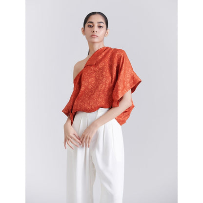 No Grey Area Orange Kolam Ancient Square Top