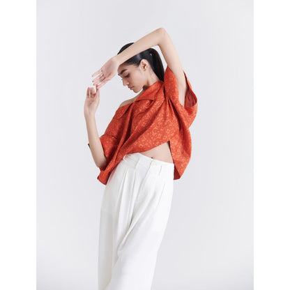 No Grey Area Orange Kolam Ancient Square Top