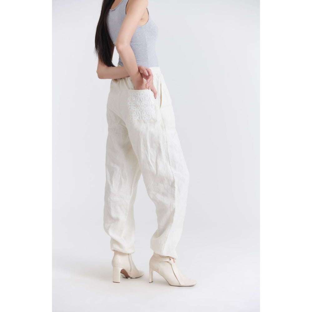 No Grey Area White Easy Trouser