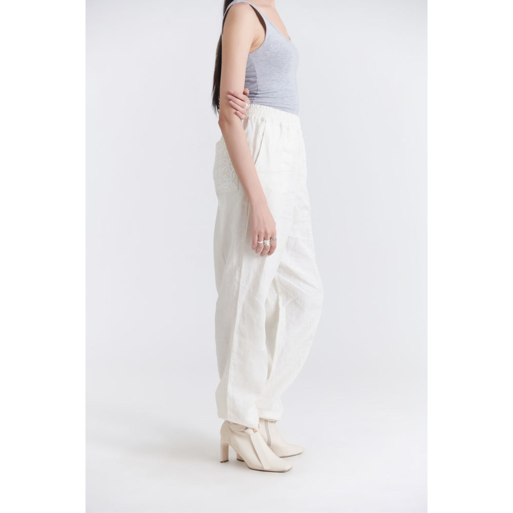 No Grey Area White Easy Trouser