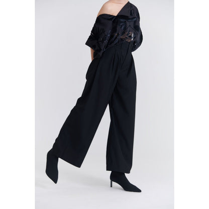 No Grey Area Black Bollywood Straight Trouser