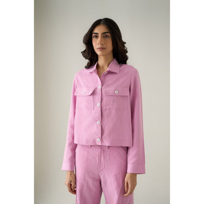 No Grey Area Pink Denim Jacket