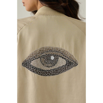 No Grey Area Beige Third Eye Bomber Jacket