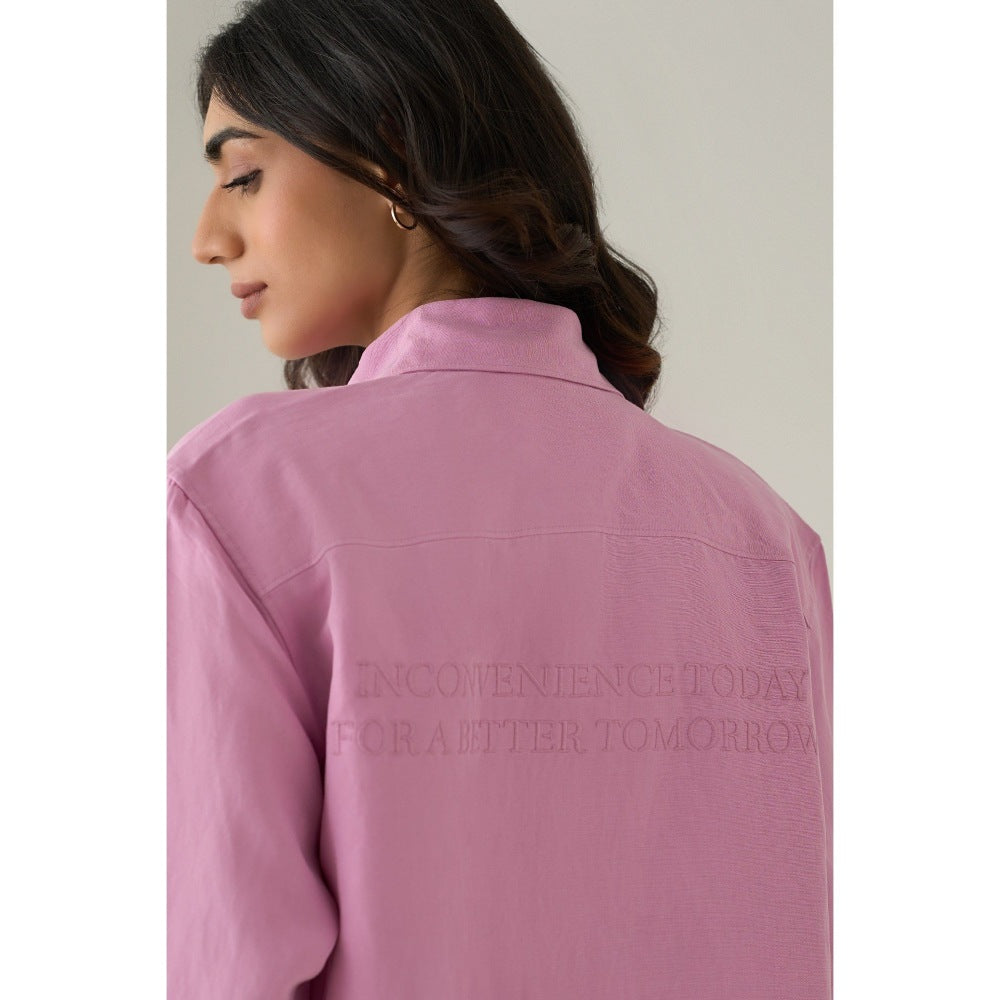 No Grey Area Pink Tencel Utilitarian Denim Jacket