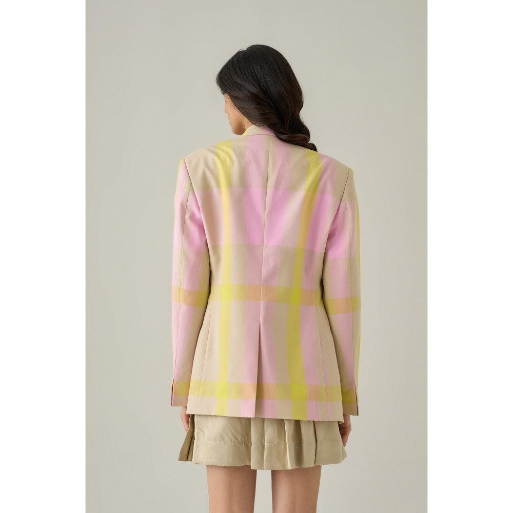 No Grey Area Multi-Colour Madras Blazer