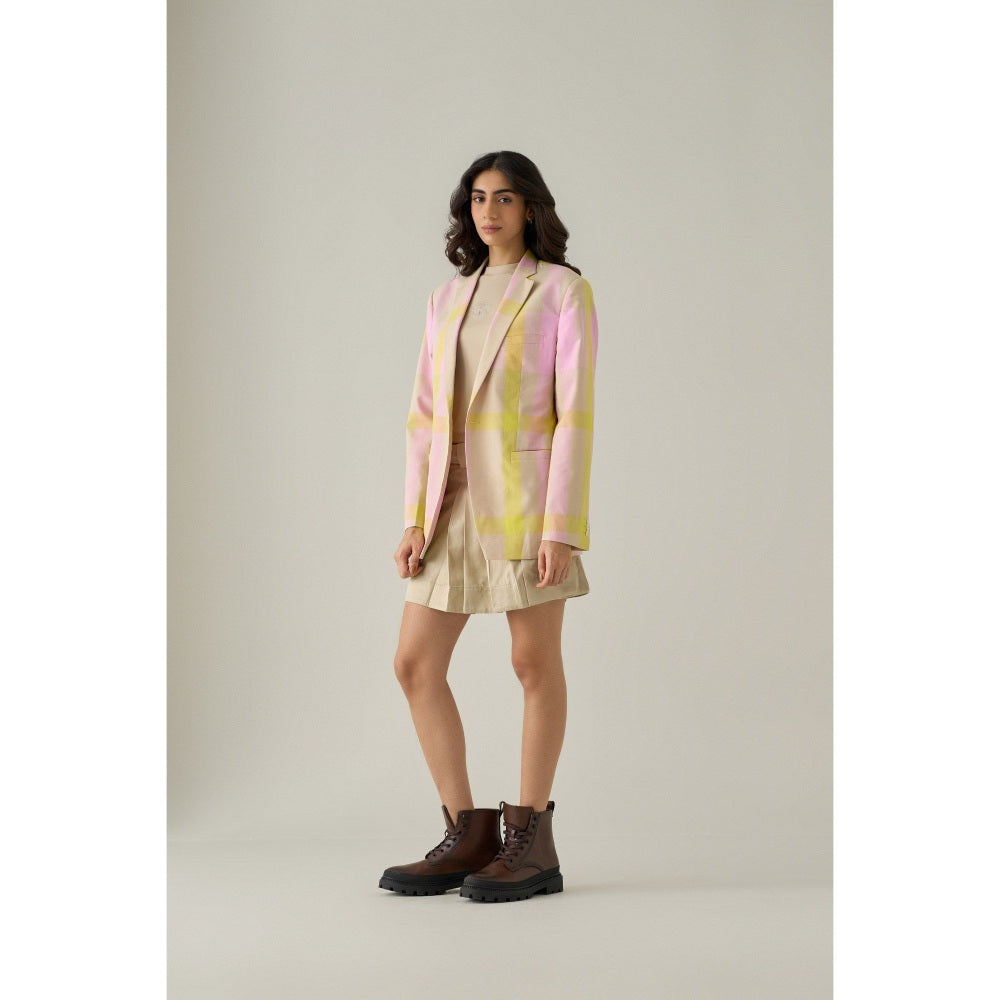 No Grey Area Multi-Colour Madras Blazer