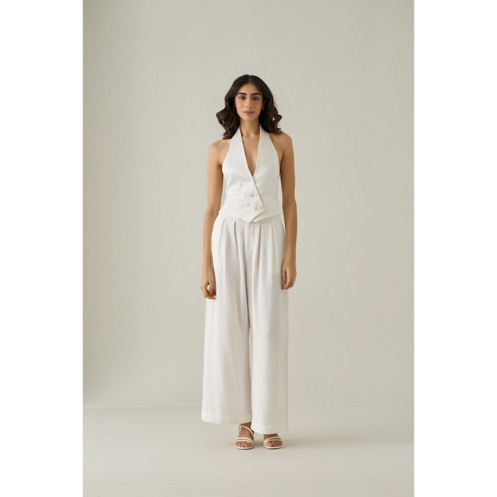 No Grey Area White Open Back Waistcoat