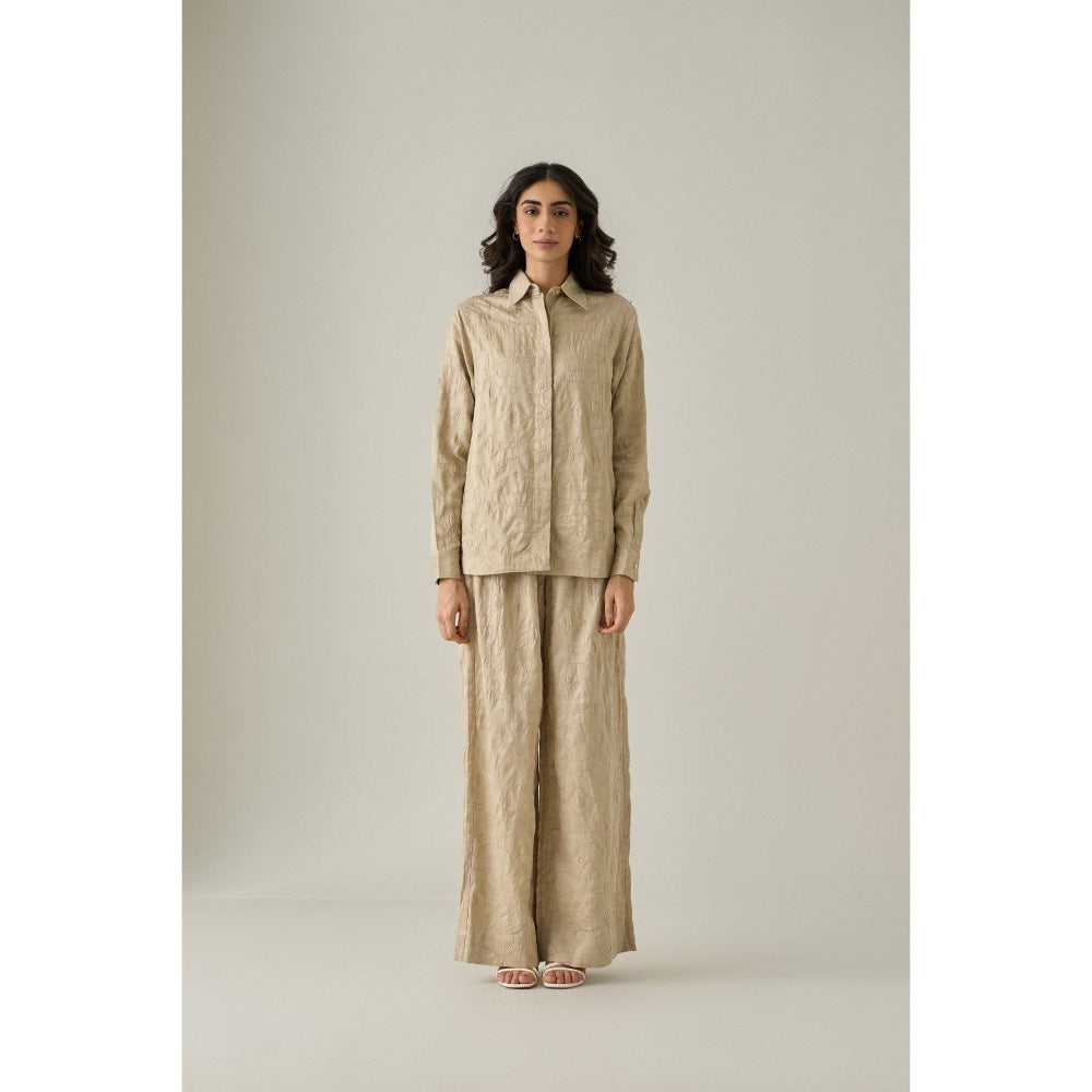 No Grey Area Beige Kolam Boxy Shirt