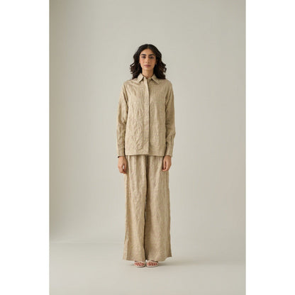 No Grey Area Beige Kolam Boxy Shirt