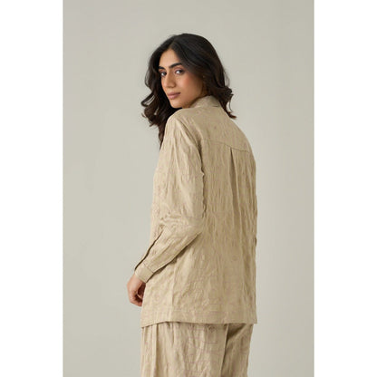 No Grey Area Beige Kolam Boxy Shirt