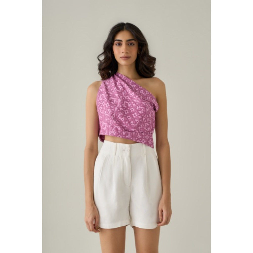 No Grey Area Pink One-Shoulder Top