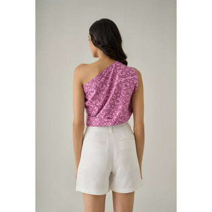 No Grey Area Pink One-Shoulder Top