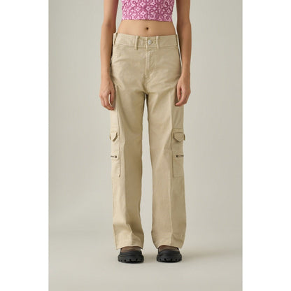 No Grey Area Beige Military Workwear Trousers