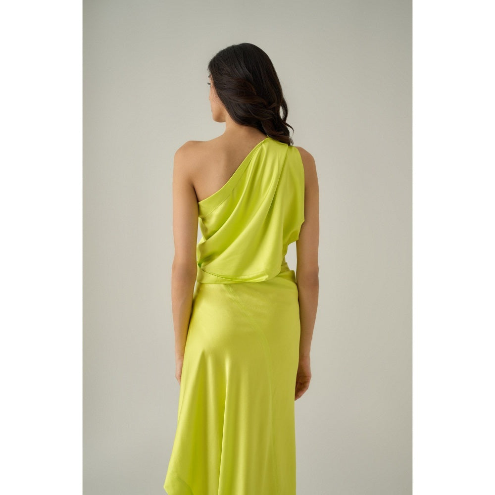 No Grey Area Green Draped Skirt