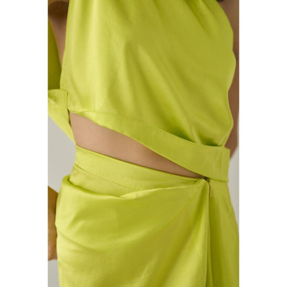 No Grey Area Green Draped Skirt