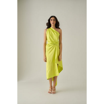 No Grey Area Green Draped Skirt