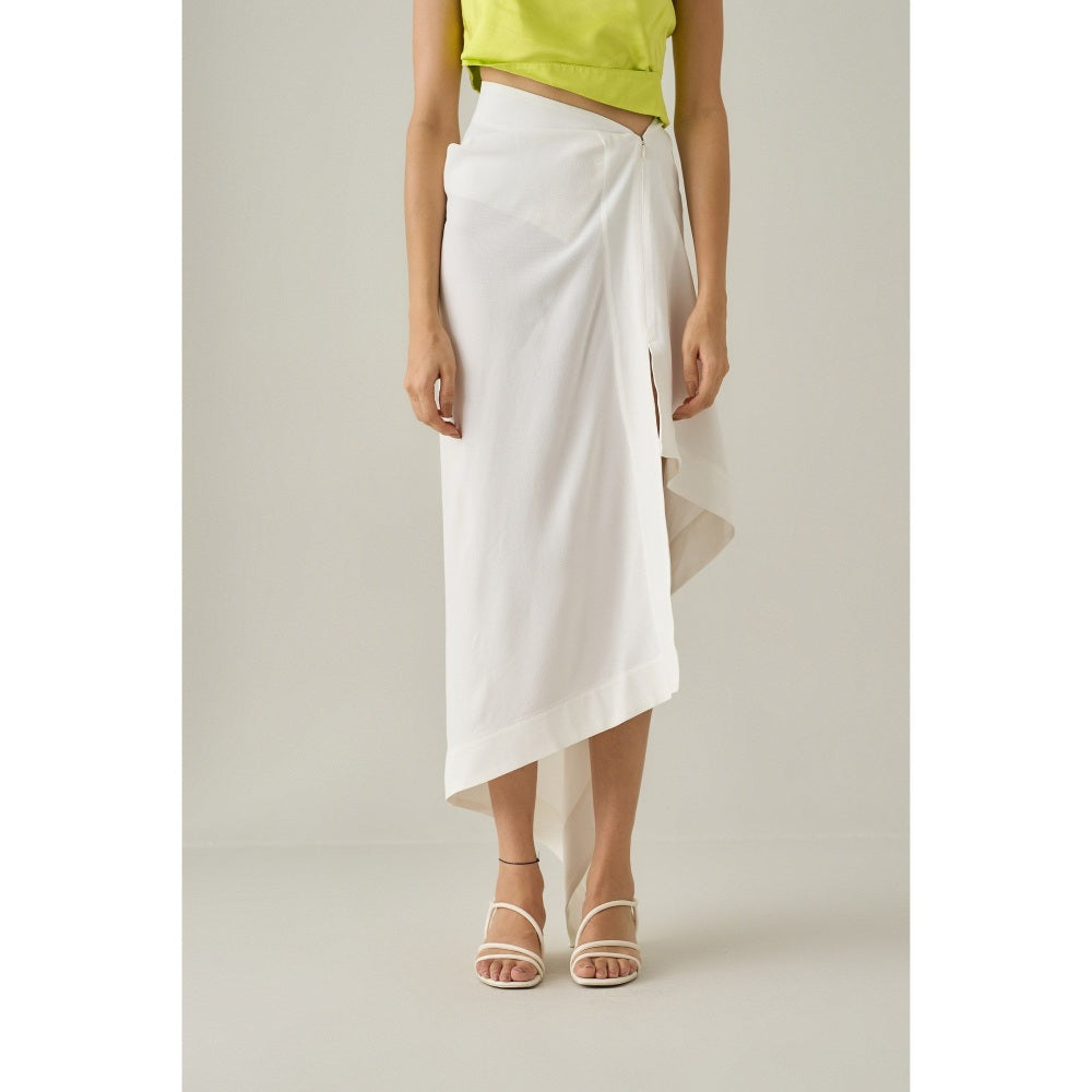 No Grey Area White Draped Skirt