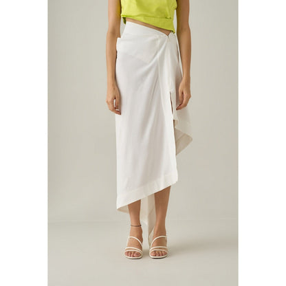 No Grey Area White Draped Skirt