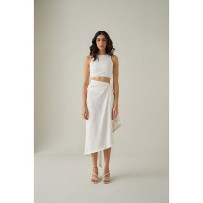 No Grey Area White Draped Dress
