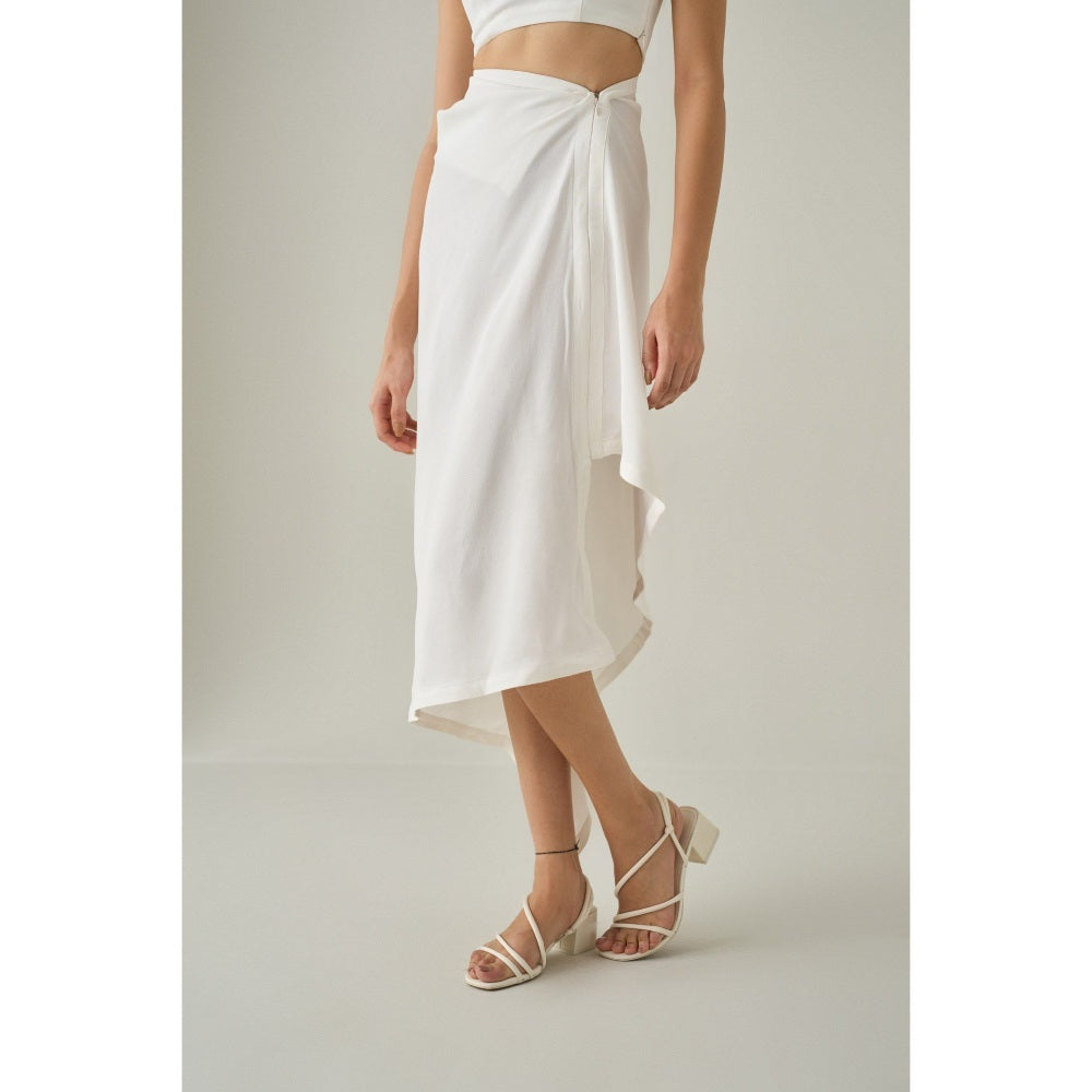 No Grey Area White Draped Dress