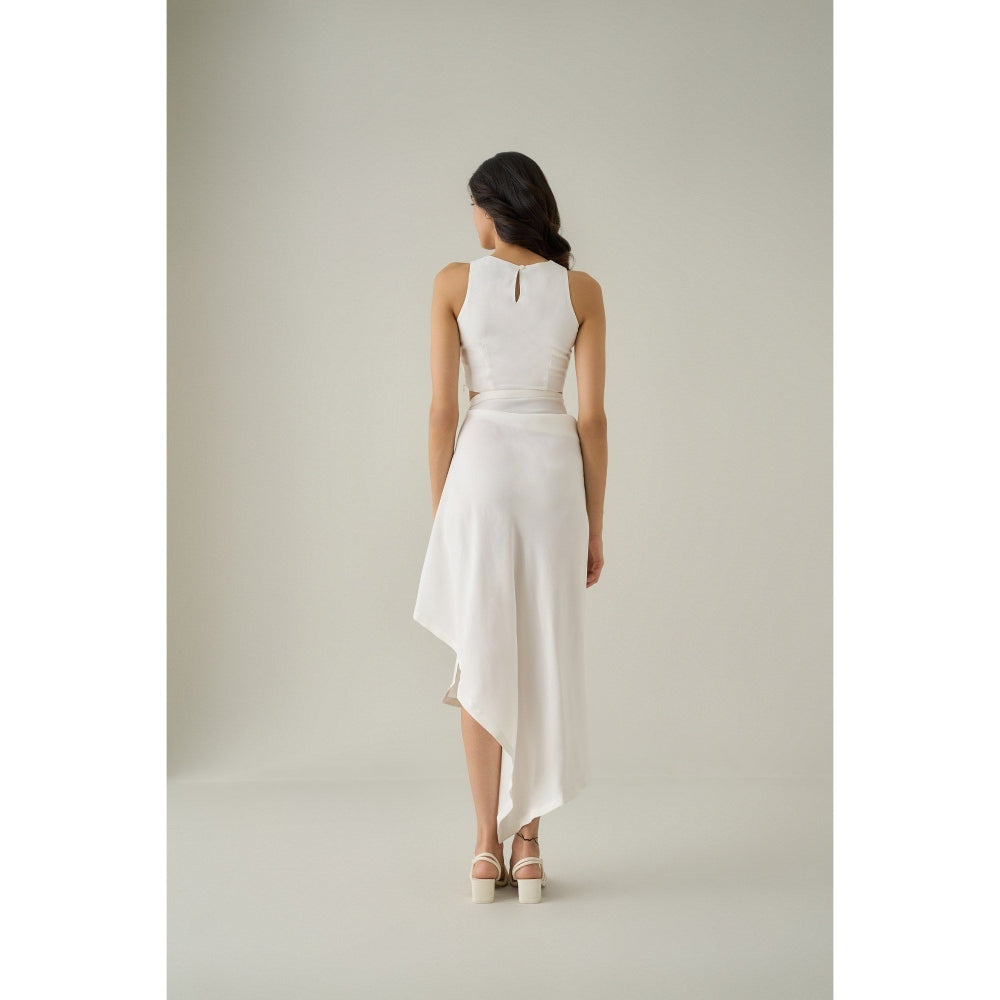 No Grey Area White Draped Dress